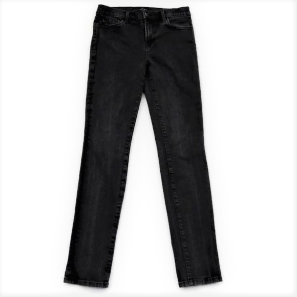 J Brand USA Black Denim Mid Rise Skinny Leg Jean in Vanity Size 28
